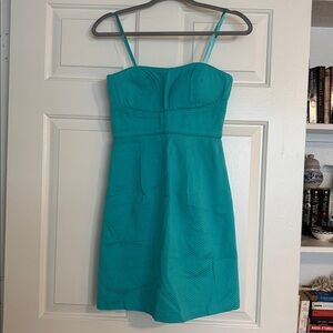 Max & Cleo Strapless Turquoise Dress